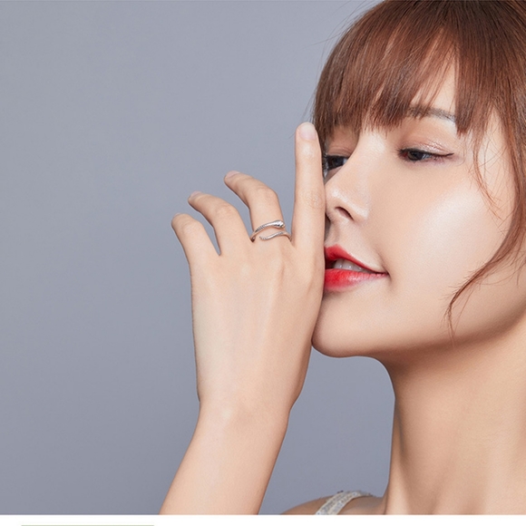 Snake-shaped adjustable 925 sterling silver ring - Picture 2 of 3